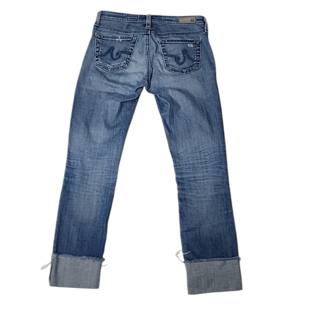 Ag Adriano Goldschmied Stevie cuff jeans Slim Straight cuffed Sz 25 Medium Wash - Picture 11 of 14